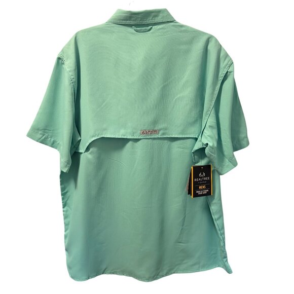 Realtree Fishing Mint Green Short Sleeve Button-Up Shirt Sz L With UPF40. NWT - Picture 10 of 12